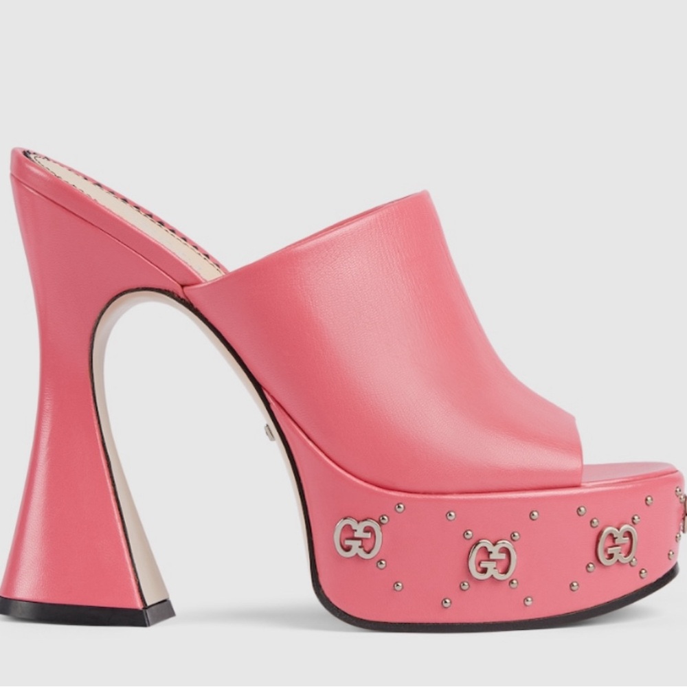 Authentic Pink Gucci platform retro heels